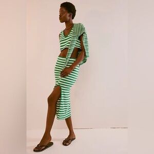 Free People Bailey Skirt green stripes
